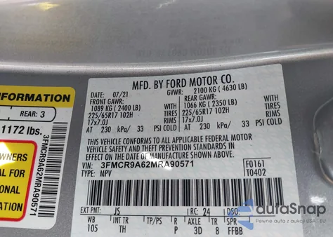 2021 Ford Bronco Sport from USA, damaged, VIN 3FMCR9A62MRA90571